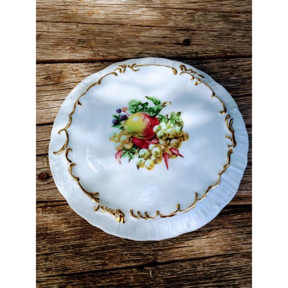 Vintage Tea Trivet Hot Plate Porcelain Fruit Picture - Picture 3 of 7